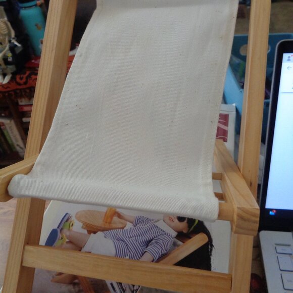 The Springfield Collection Resort Chair Wood/Canvas Sling Chair for 18" Dolls - Picture 3 of 3